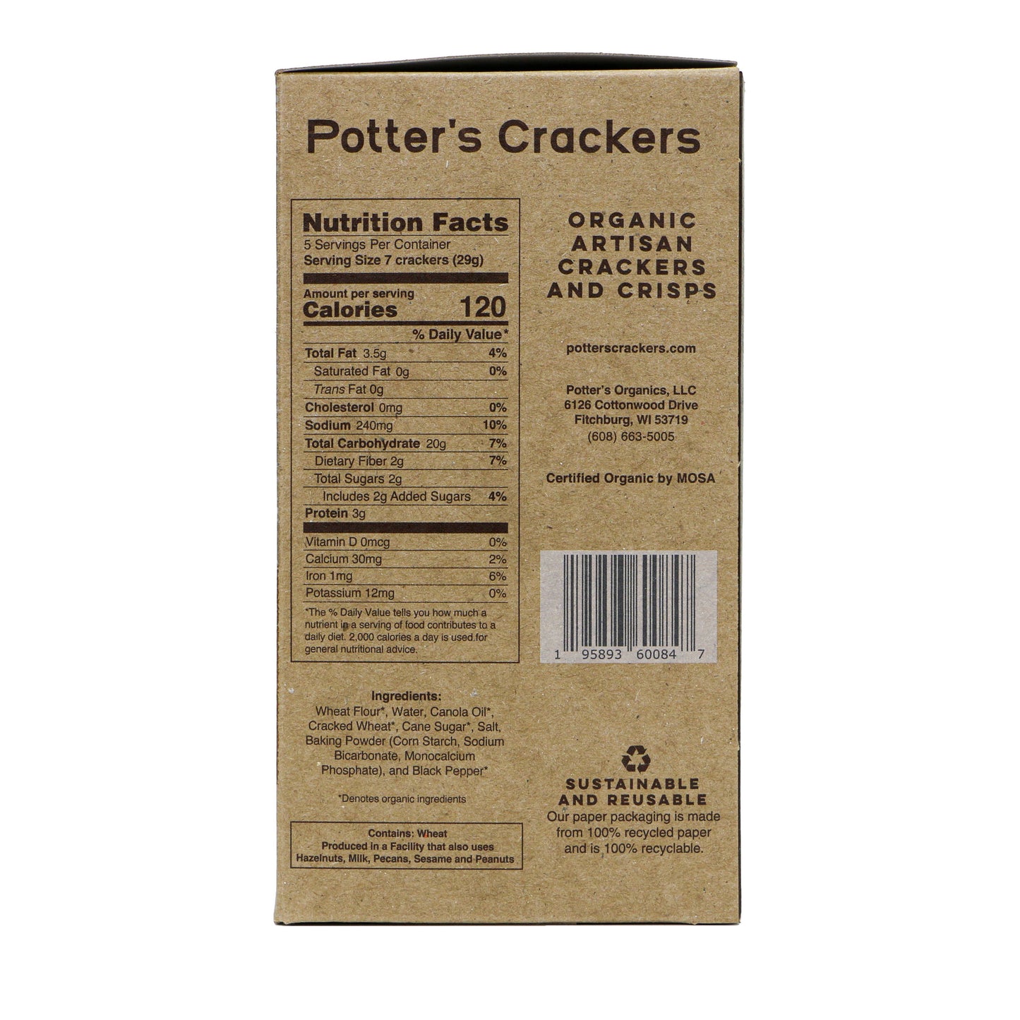 Potter's Crackers Organic Winter Wheat Crackers