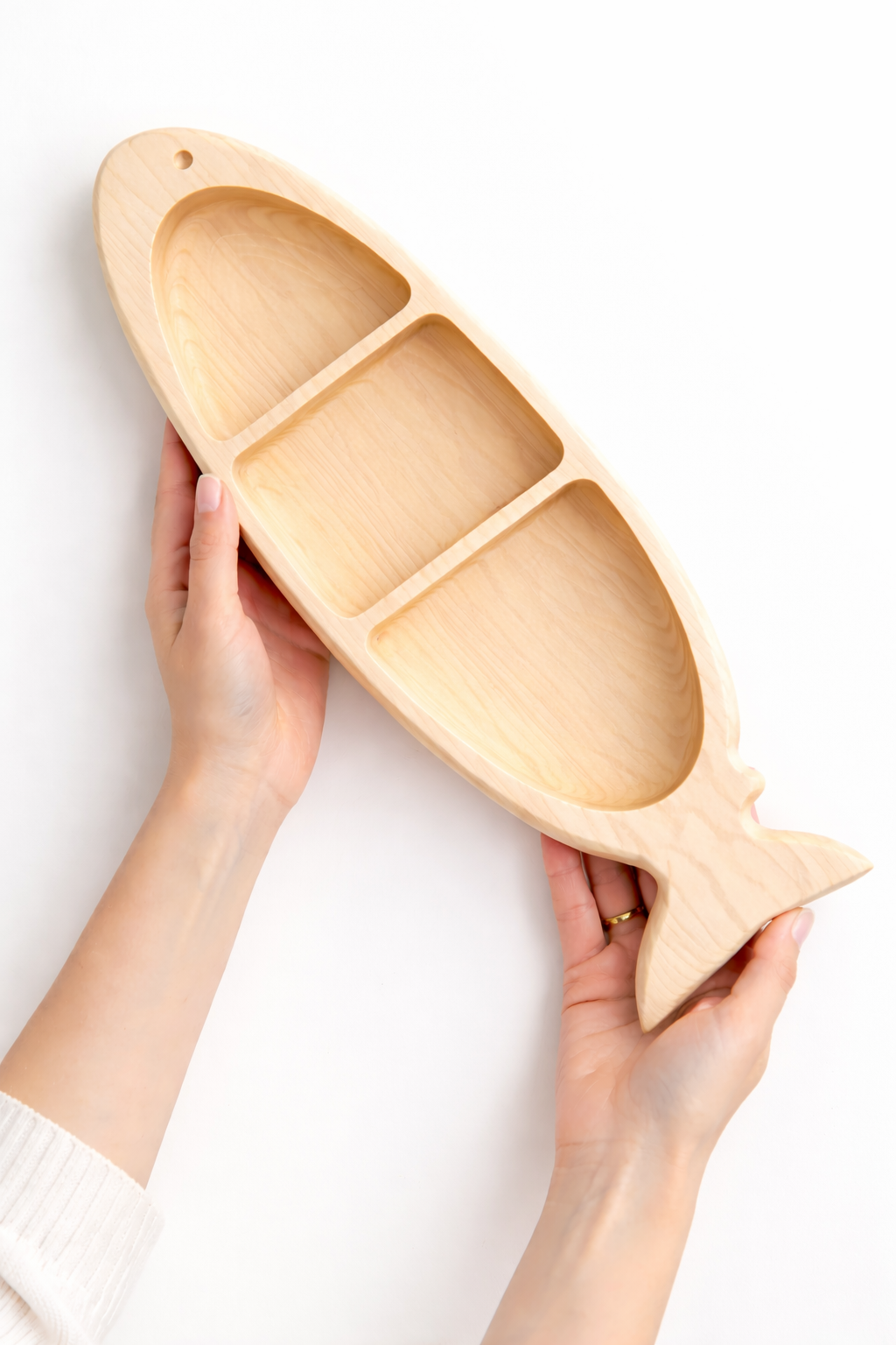 Fish Catch-all Tray: One compartment / Cherry wood