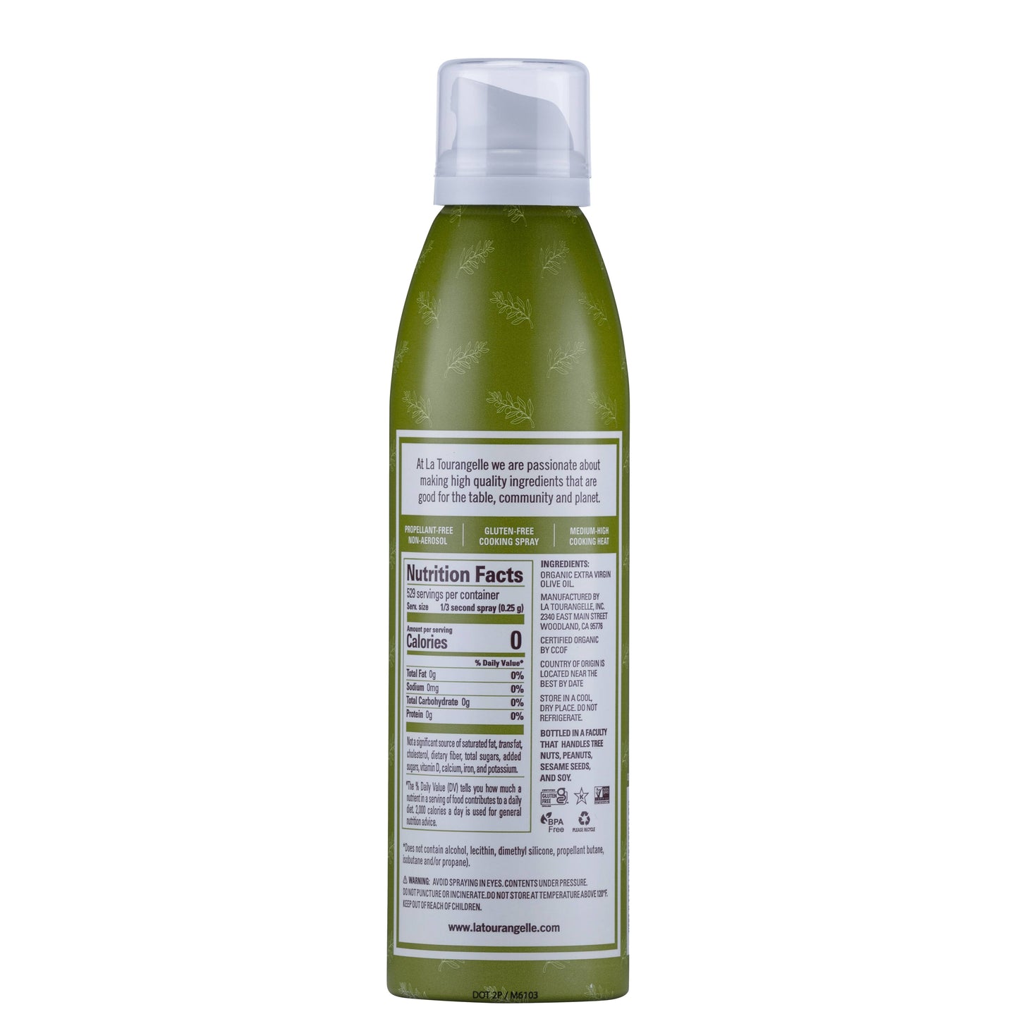 Organic Extra Virgin Olive Oil Cooking Spray